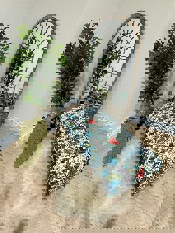 CONTACT US PREMIUM PEACOCK FOOTSTOOL GREEN FLORAL POUFFE FOOTREST TABLE - ISTOOLS