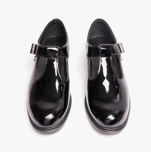 Kickers 116229 LACH T-BAR Girls School Shoes Black Patent