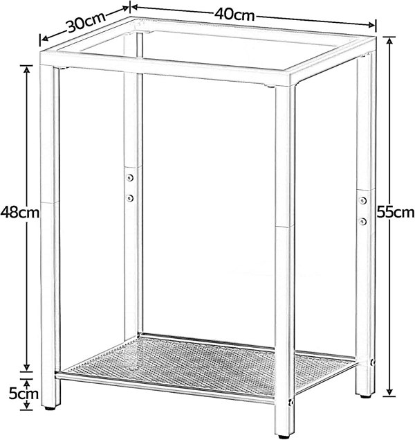 Rafaelo Mobilia Small Coffee Table with Metal Mesh Shelf