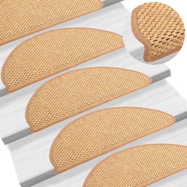 Berkfield Stair Mats Self-adhesive Sisal-Look 15 pcs 65x21x4 cm Orange