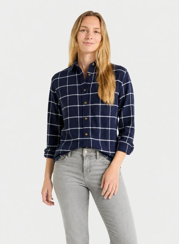 The Oxford Shirt Company Classic Flannel Shirt - Navy and White Check