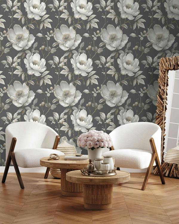 Alethia Floral Black Wallpaper image 5