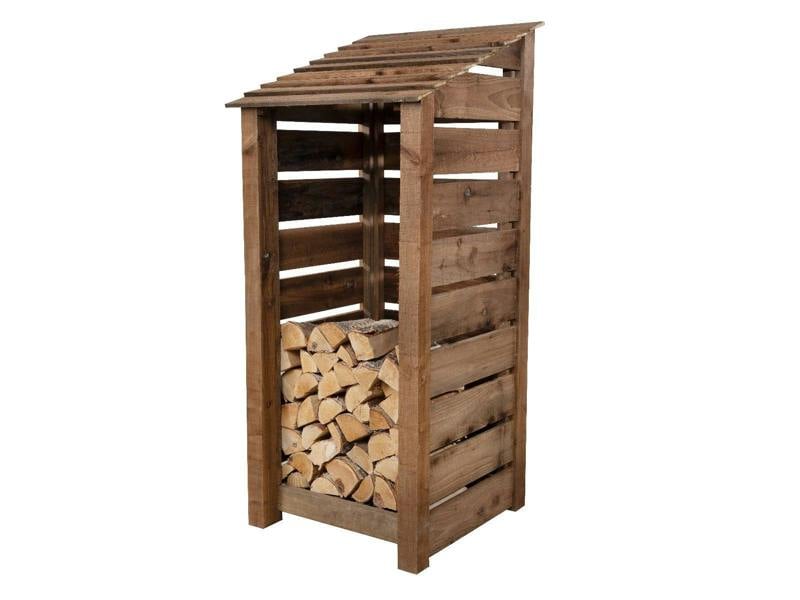 Arbor Garden Solutions Slatted wooden log store W-79cm, H-126cm or 180cm, D-88cm - Brown Finish