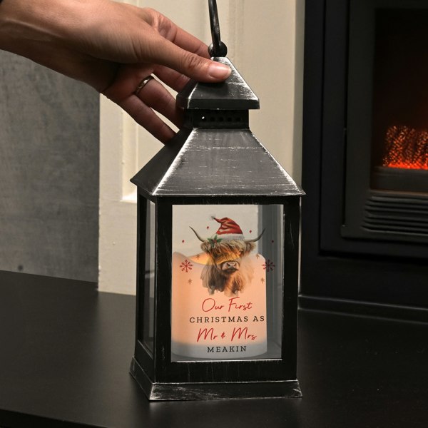Personalised Memento Company Personalised Highland Cow Christmas LED Lantern