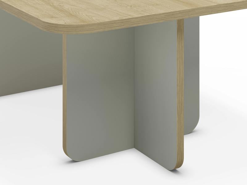 Decortie Modern Rectangular Curved Corners Coffee Table 100cm Centre Table with Thick Slab Legs for Home, Office
