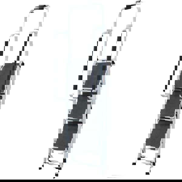 Gr8 Home 3 Step Ladder Folding Stool Non Slip Tread Steel Foldable Home DIY With Handrail