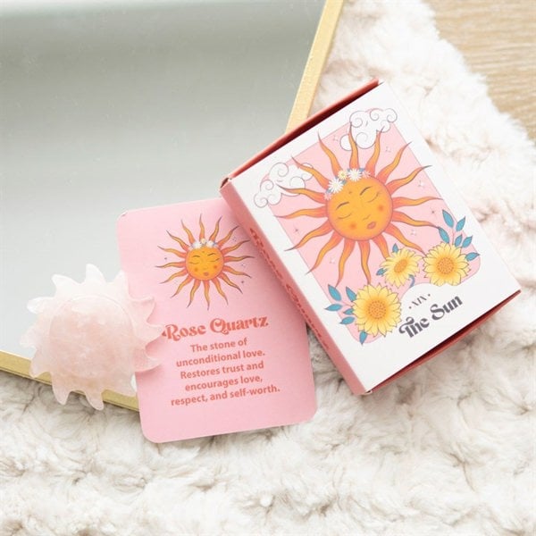 Serano Rose Quartz Crystal Sun Keepsake Stone in a Box