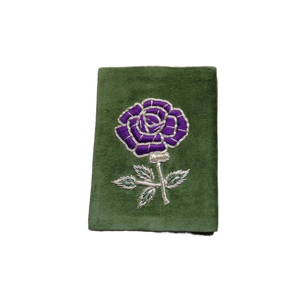 Ty Hedge Hand-Embroidered Velvet Passport Holder - Olive Green