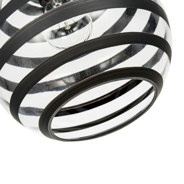 Modern Round Glass Pendant Light Shade with Black Horizontal Bands Image 8