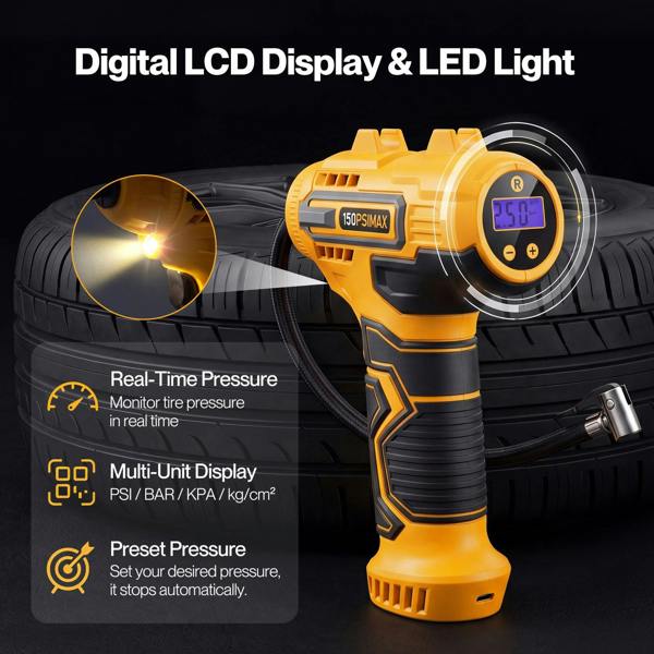 Traderight Car Tyre Inflator Cordless Air Compressor 150PSI Portable Tyre Pump