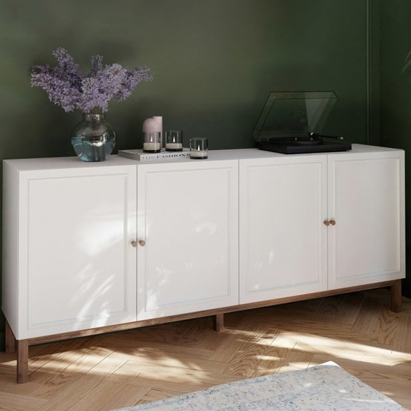 Furniture To Go Wensley 4 Door 1 Drawer Sideboard in Light Grey and Oak