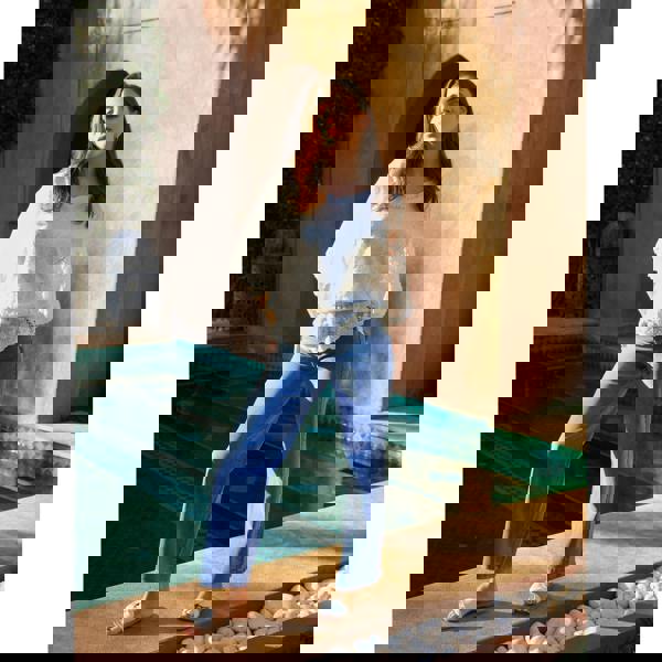 Blue Vanilla Sun Flower Lace Sleeve Blouse - Ivory