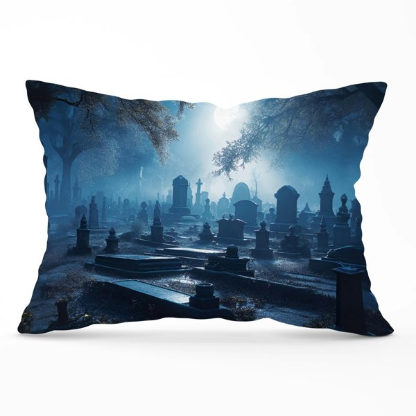 Warren Reed A Breathtaking Scene Of A Moonlit Graveyard Cushions