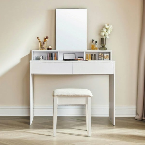 Rafaelo Mobilia 2 Drawer Dressing Table With Mirror White