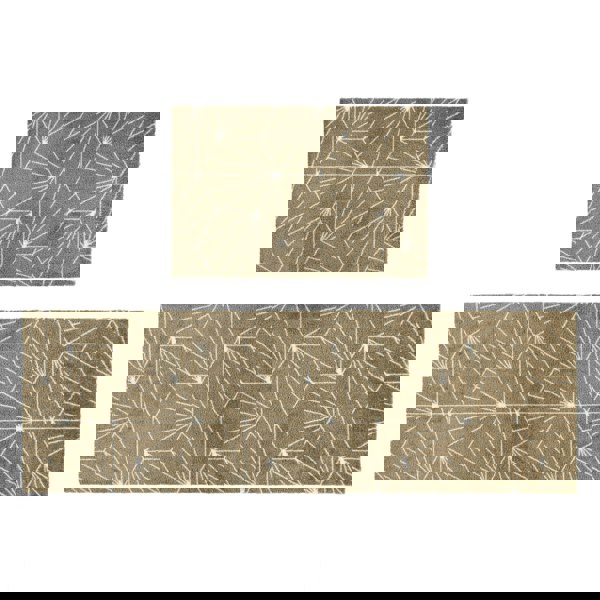 JVL Mega Mat Machine Washable Entrance Runner and Doormat Set, Brown Geo