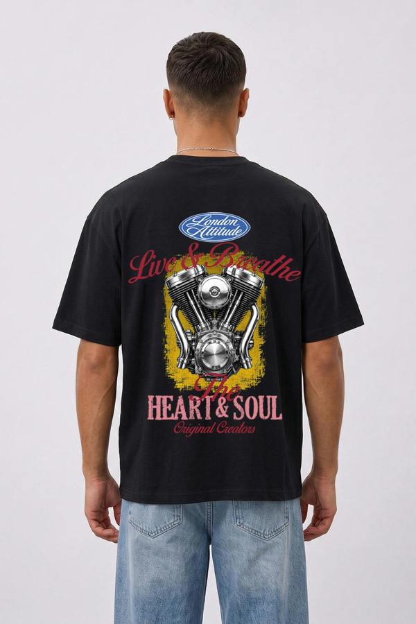 London Attitude Heart & Soul Oversized Heavyweight Printed T-Shirt
