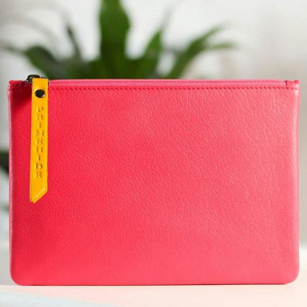 PRIMEHIDE Leather Zip Pouch Pink 702 – 703