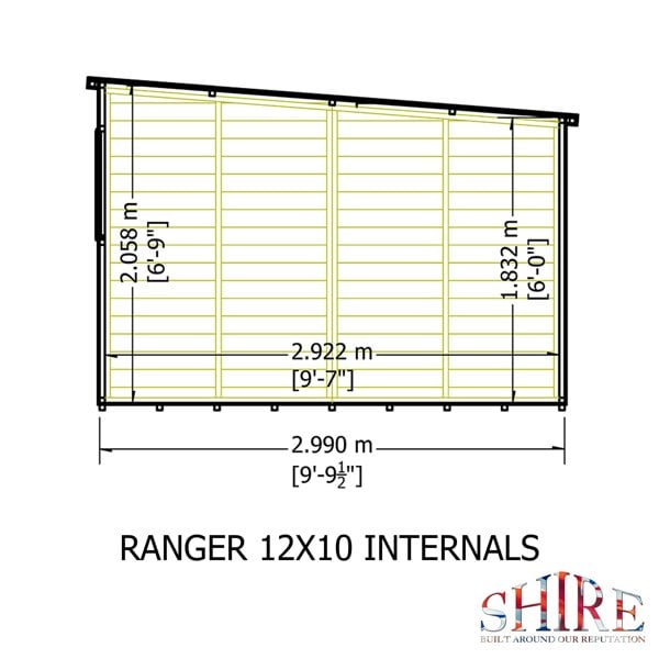 Shire Ranger 12x10 Double Door Premium Pent interlock Shiplap Shed - Best Shed