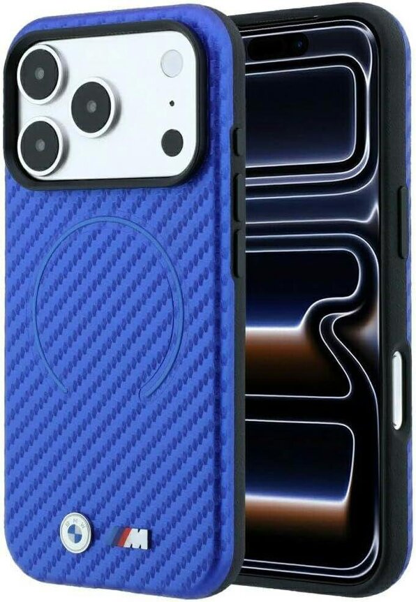 BMW M Carbon Printed Ring Case with MagSafe for iPhone 17/18 Pro Max 6.9" Blue - BMHMP18X26SWPCMBB