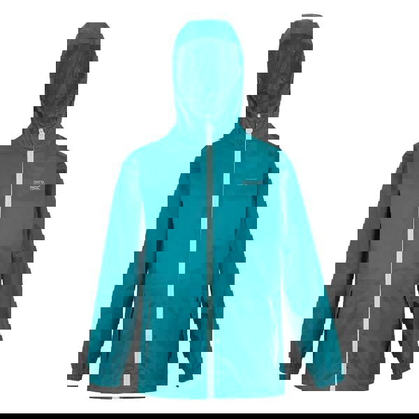 Regatta Great Outdoors Childrens/Kids Pack It Jacket III Waterproof Packaway Black - Exotic Plume/Icy Morn