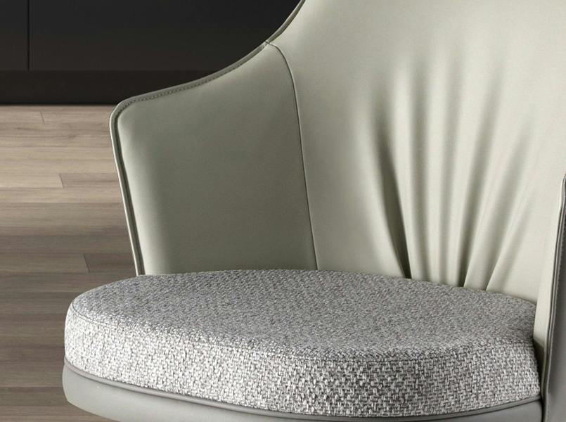 Angel Cerdá Swivel Stool in Grey Marbled Fabric and Dark Grey Leatherette 4231