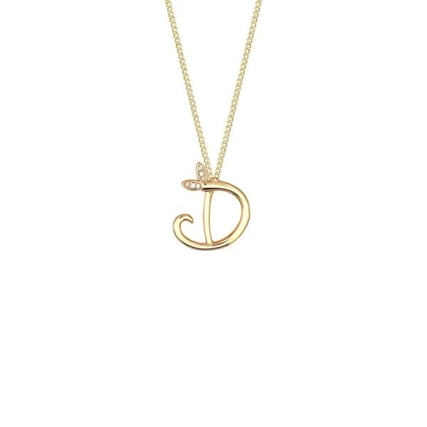 Say It With Winged Diamond Initial Necklace - Yellow Gold