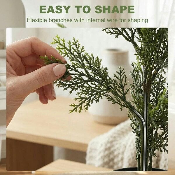 Set of 2 Decorative Artificial Plants Cypress in Weighted Pot, Fake Plant with 1092 Leaves, 120 cm