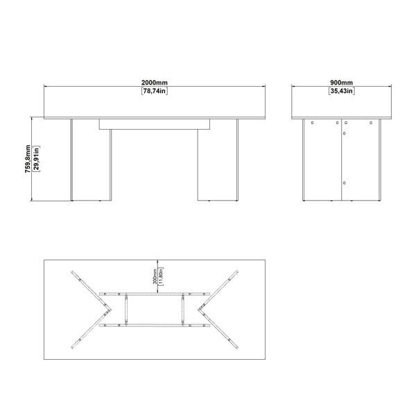 Furniture To Go Family Dining table 90x200cm in White