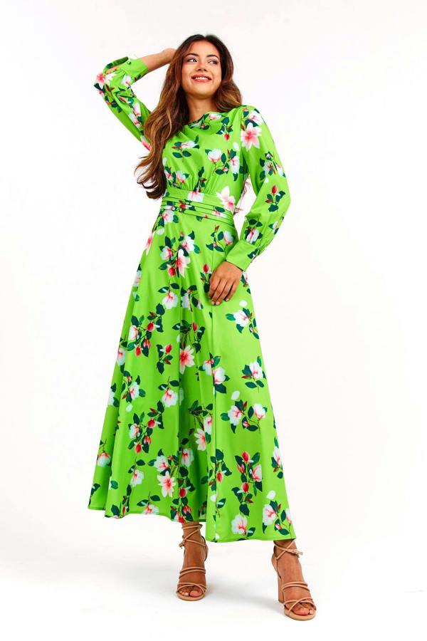 LuvForever Green Floral Long Summer Dress