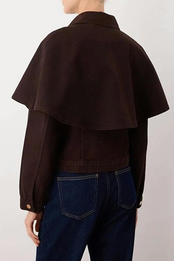 WOVCOR Denim Poncho Jacket with Detachable Cape