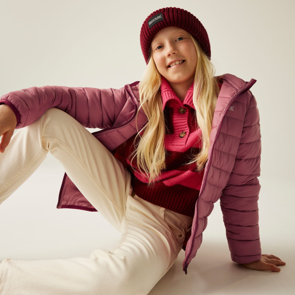 Regatta Kids Marizion Hooded Padded Jacket - Dark Pimento/Dusty Rose