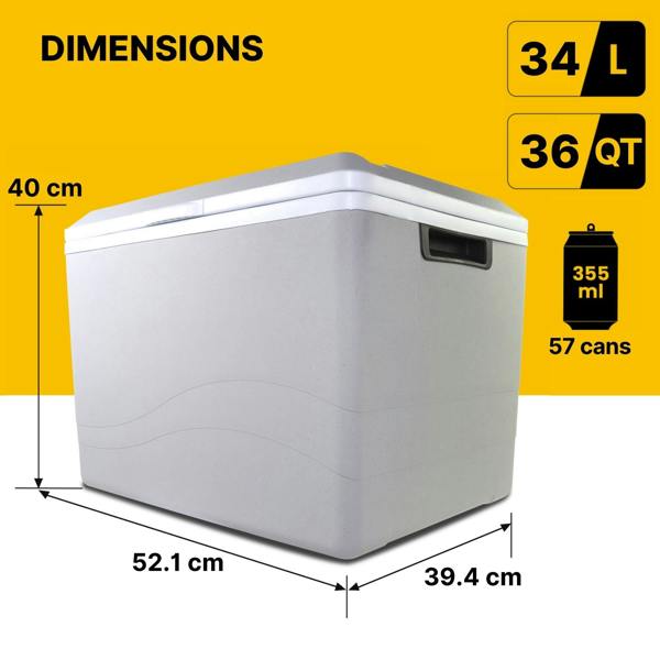 Koolatron 34L Electric Cool Box Warmer Mini Car Fridge Portable Iceless Cooler for Travel Camping