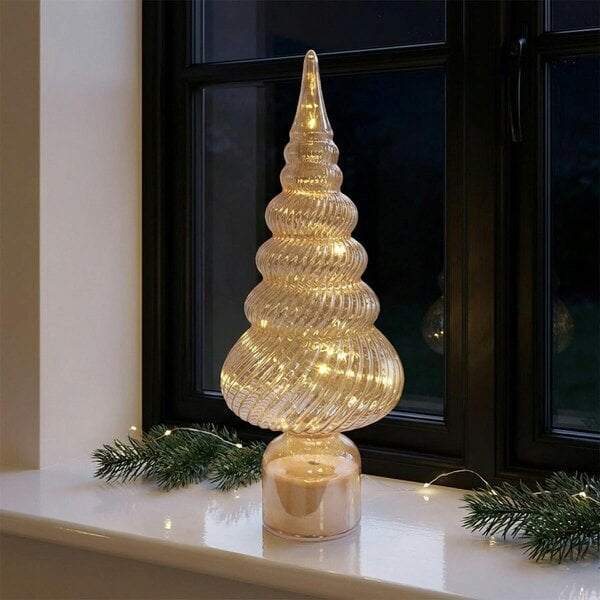 Garden Greatness Lustre Toned Rotating LED Glass Christmas Tree