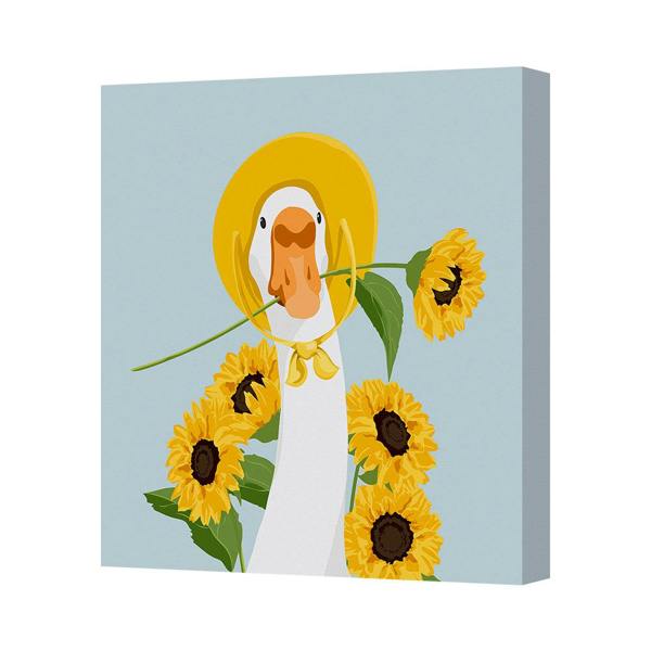 Benjamin Tate Design Goose and Sunflowers Canvas Wall Art Print Handmade in the UK