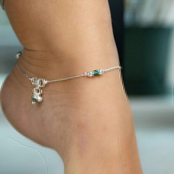 The Colourful Aura Sterling Silver black beaded Summer Indie Boho Indian Payal Anklet