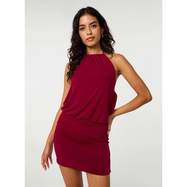 Pink Vanilla Jersey Waist Halterneck Dress