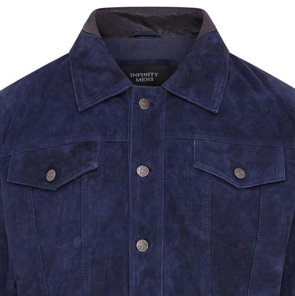 Infinity Leather Mens Goat Suede Leather Jeans Jacket- Nurmes