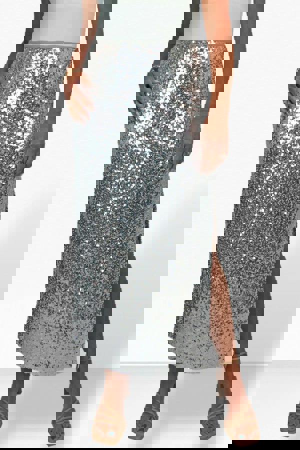 Paulo Due Women's Sequin Maxi Skirt with Side Slit