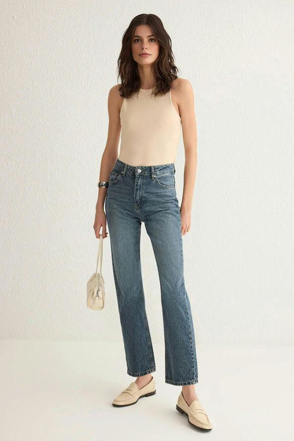 WOVCOR High Waist Straight Cut Jeans