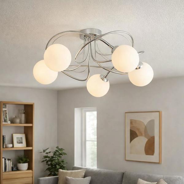 Pagazzi Lighting Violet 5-Light Polished Chrome Semi-Flush Ceiling Light