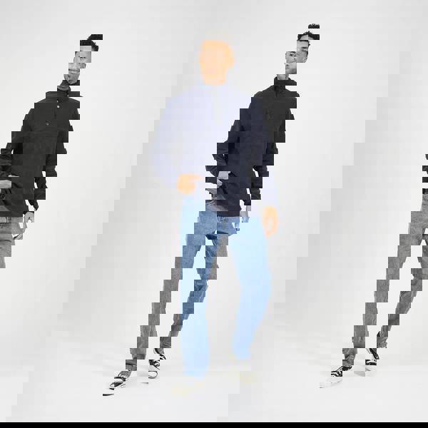 Brave Soul Navy Contrast Quarter Zip Fleece - Navy Image 3