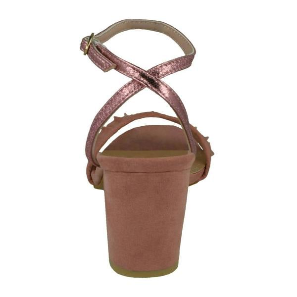 Spot On Ladies Spot On Open Toe Block Heel Sandals With Ruffle Front