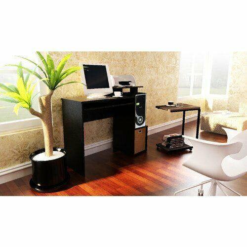 WALPLUS Econ Multipurpose Home Office Computer Writing Desk w/Bin, Black/Brown, /BR Crafted for Practical Use and Stylish Living Spaces | 12095BK