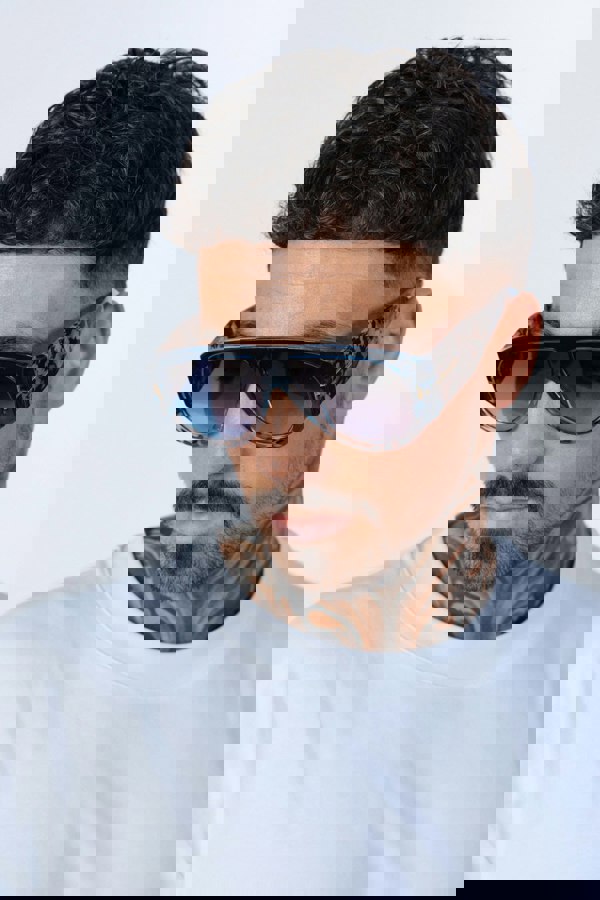 SVNX Oversized Rounded Sunglasses Blue Black