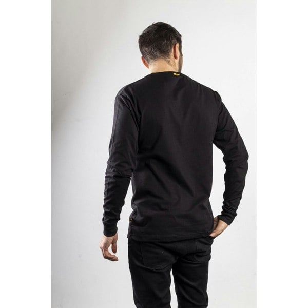 Caterpillar Trademark Banner Long Sleeve Cotton Men's Black T-Shirt