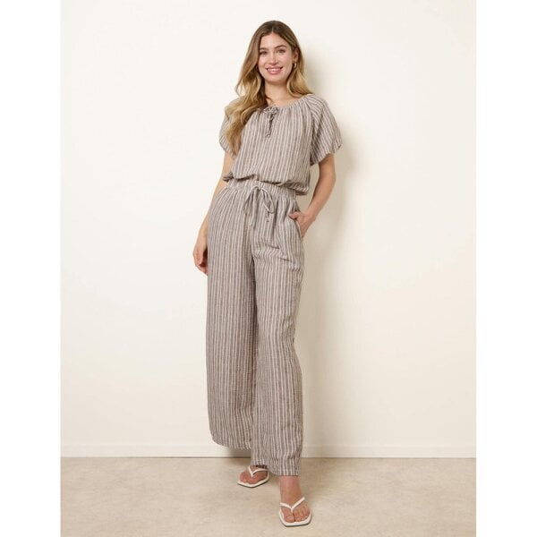 Blue Vanilla Tie Waist Stripe Wide Leg Trousers