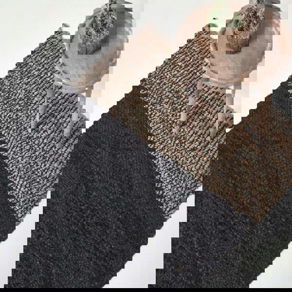 HOMESCAPES Recycled Leather Handwoven Herringbone Rug