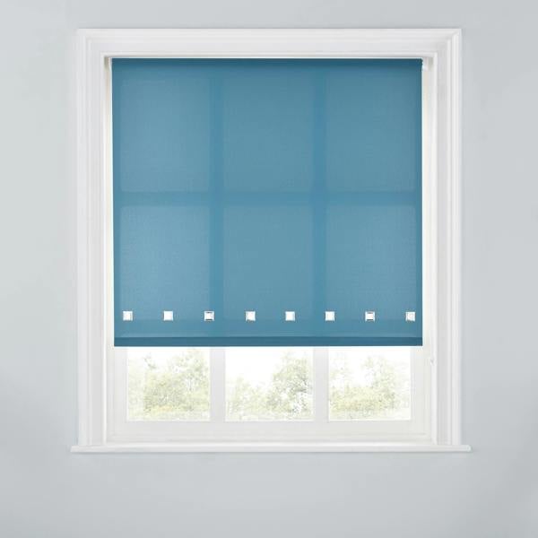 A.Unique Home Trimmable Square Eyelet Roller Blind - 2FT - BLUE STONE - 60cm(W)x170cm(L)