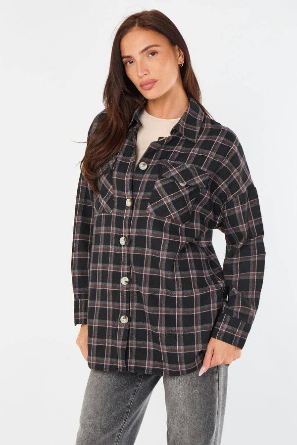 Elaina Fashion Oversized Checkered Shirt