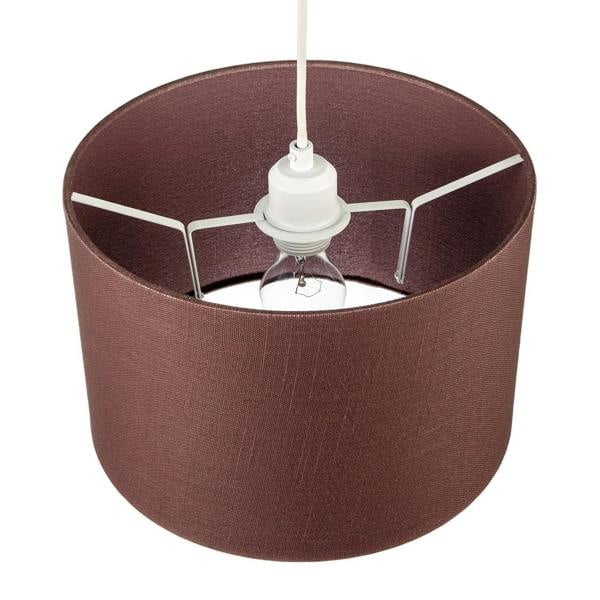 Modern Cinnamon Reddish Brown Textured Linen Fabric Circular Lampshade Image 5
